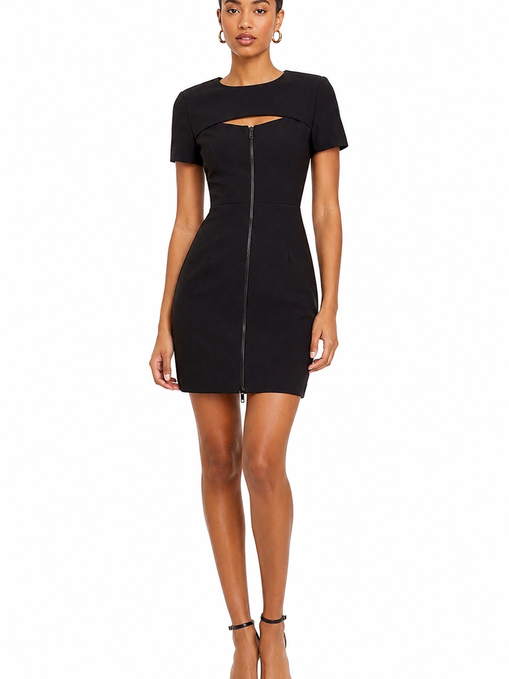 Zara Black Front Zip Cutout Sheath Dress | Size Small